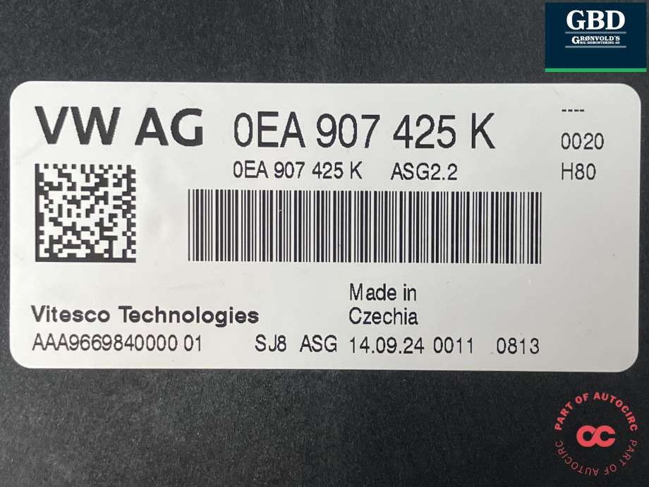 Styreenhet motor til Ford Explorer EV 2024-->>  (VITESCO|2833700|VWR2KA-14C204-MA|0EA 907 425 K| AAA9669840000 01)