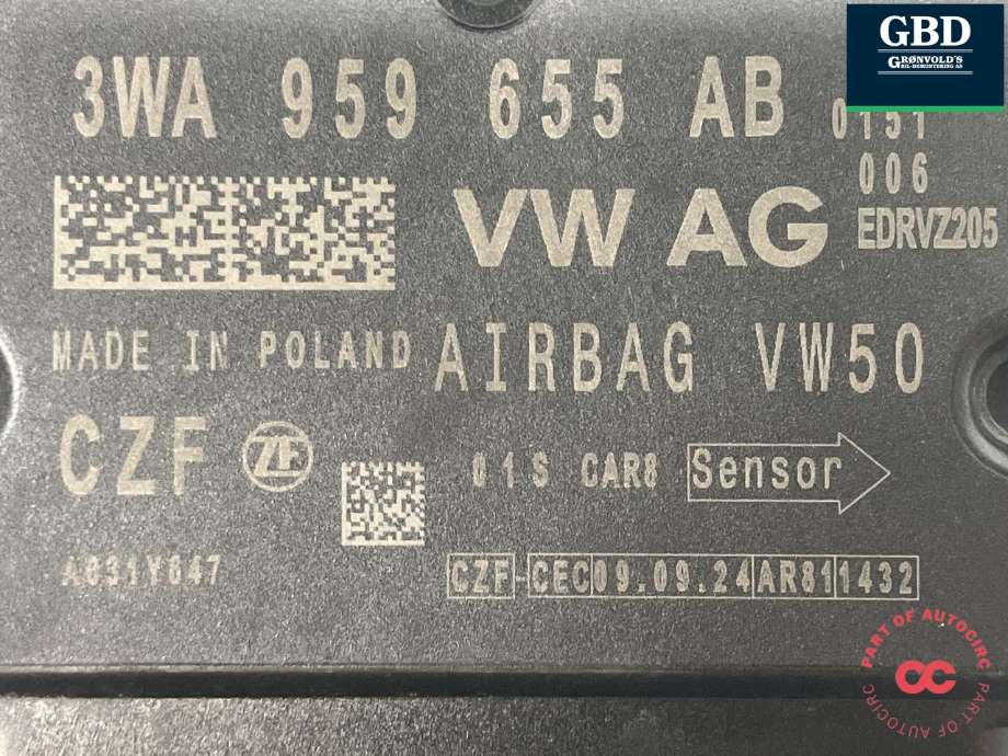 Styreenhet airbag hovedsensor til Ford Explorer EV 2024-->>  (2795421|VWR2KA-14B321-FC|3WA 959 655 AB)