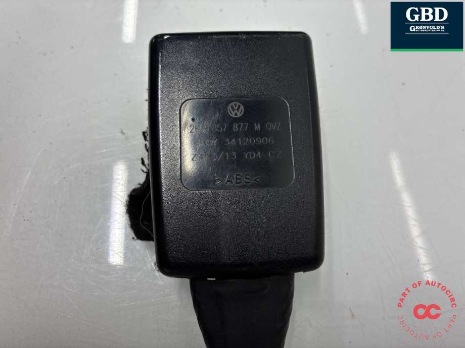 Sikkerhetsbeltelås høyre foran til VW Caddy 2010-2015 (Type III, Fase 2)  (2K0 857 877 M|2K0 857 877 M  QVZ|)
