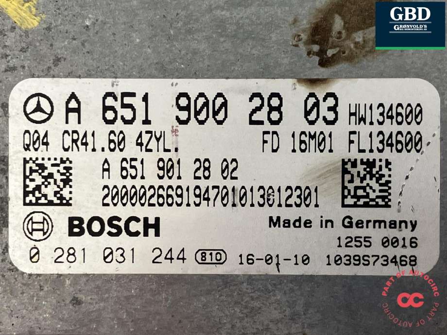 Styreenhet motor til Mercedes V-Klasse 2014-->> (W447) (W447) (BOSCH|A 651 900 28 03|A 651 901 28 02|0 281 031 244)