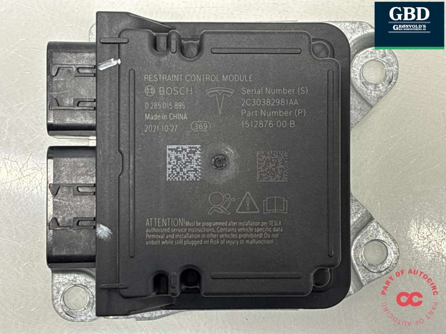 Styreenhet airbag hovedsensor til Tesla Model 3 2018-2023 (Fase 1)  (1512876-00-E|1512876-00-B|)