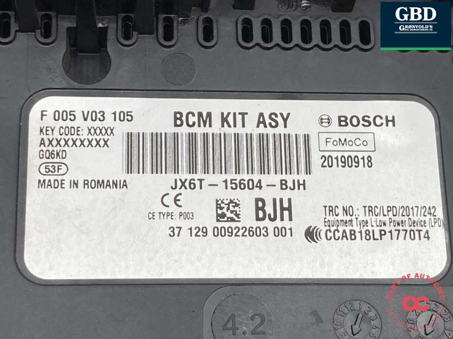 Styreenhet comfort (BCM) til Ford Focus 2018-->> (Type IV) (2544969|LU5T-15604-BJCE|)