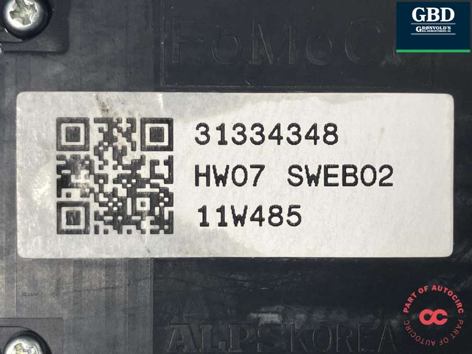 Bryter ruteheis førerdørspanel til Volvo XC60 2008-2013 (Type I, Fase 1) (31295119|)
