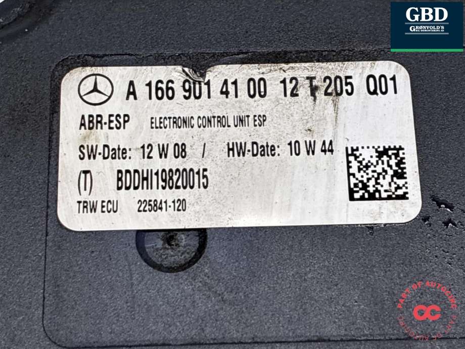 ABS sentral til Mercedes ML 2011-2015 (Fase 1) (W166) (W166) (A 166 431 09 00|A 166 431 34 12|A 166 431 49 12)