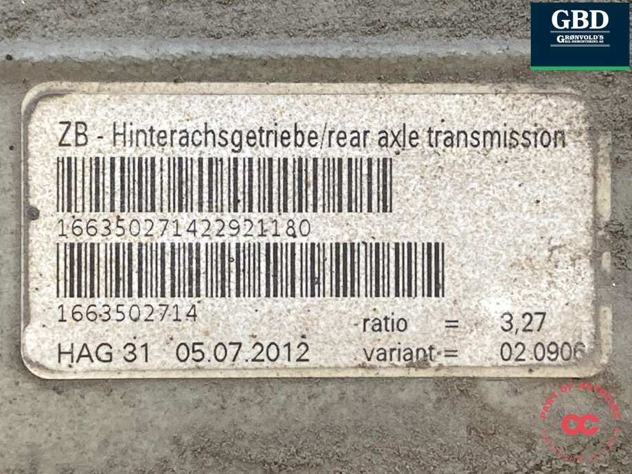Kardang klokke bak til Mercedes ML 2011-2015 (Fase 1) (W166) (W166) (A 166 350 27 14|A 166 350 27 14 80|)