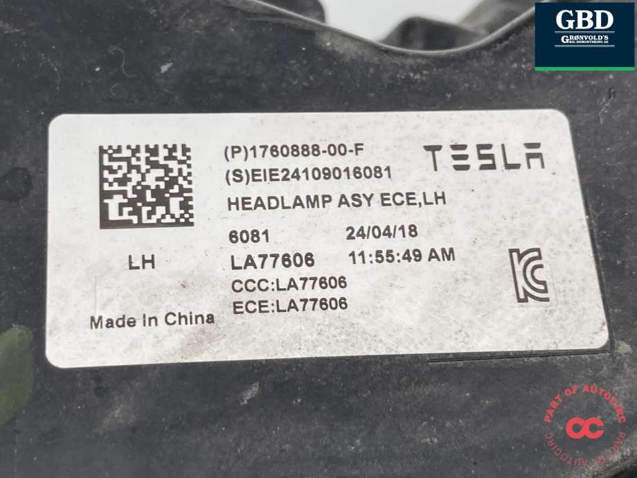 Frontlykt venstre full-LED til Tesla Model 3 2024-->> (Fase 2) (1760888-00-F|1760888-00-E | 1760888-99-C|1760888-00-H)