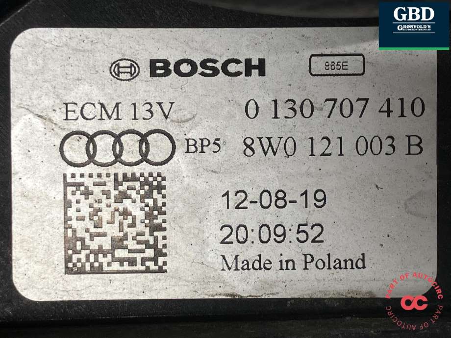 Kjølevifte elektrisk til Audi e-tron 2018-->> (8W0 959 455 T|8W0 959 455 M|)