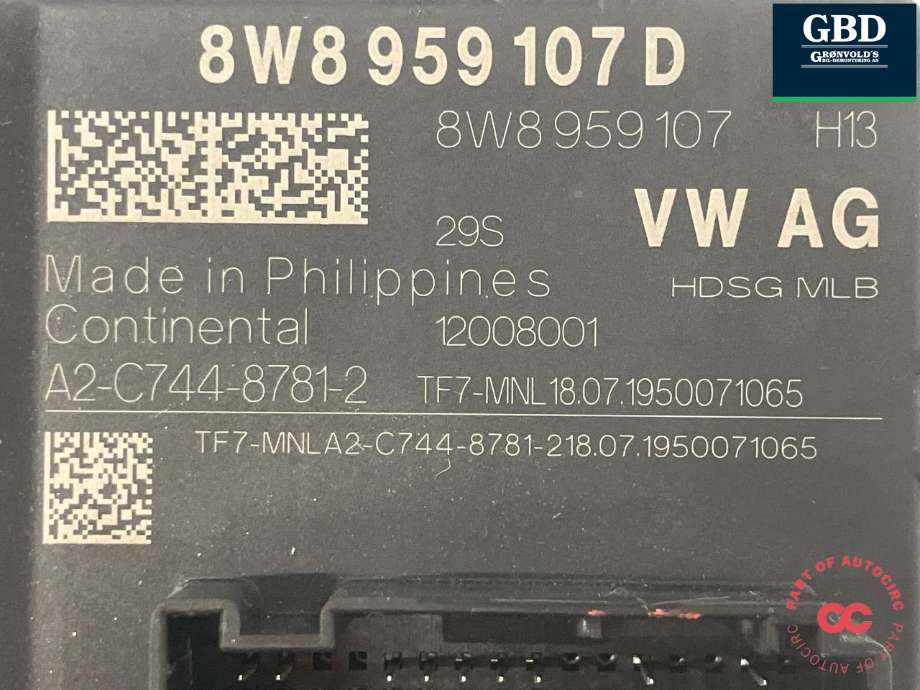 Styreenhet elektrisk bakluke til Audi e-tron 2018-->> (8W8 959 107 D|)
