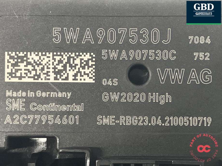 Styreenhet diverse til VW Golf VIII 2020-->>  (CONTINENTAL|5WA 907 530 N|5WA 907 530 J|A2C77954601)
