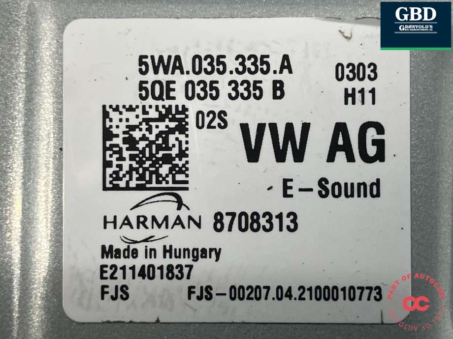 Styreenhet diverse til VW Golf VIII 2020-->> (HARMAN|5WA 035 335 A|5QE 035 335 B)
