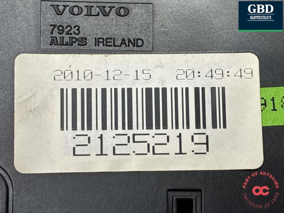 Bilstereo betjeningspanel til Volvo XC70 2008-2013 (Type II, Fase 1)  (31328829|)