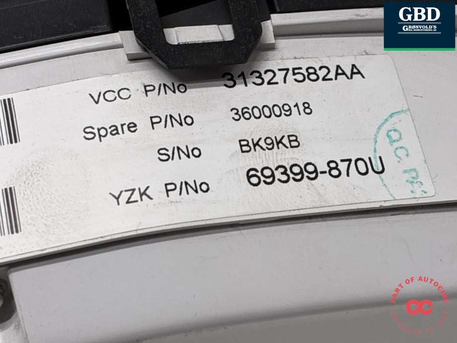 Instrumentpanel til Volvo XC70 2008-2013 (Type II, Fase 1) (36001834|)