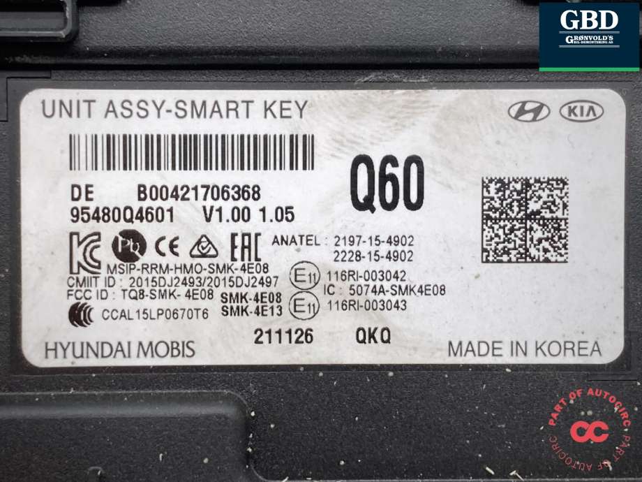 Styreenhet nøkkelfri/keyless til Kia Niro 2016-2021 (95480Q4601|)