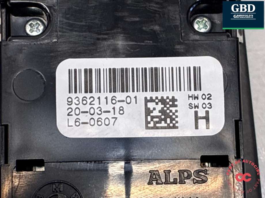 Bryter ruteheis førerdørspanel til BMW 2-Serie, Active/Gran Tourer 2014-->> (F45/F46) (F45/F46) (61 31 9 362 116|9362116-01|)