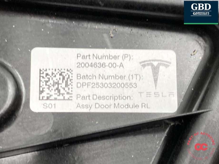 Ruteheis venstre bak til Tesla Model Y 2024-->> (Type II)  (2005480-00-A|1526802-00-B|1526802-00-C)