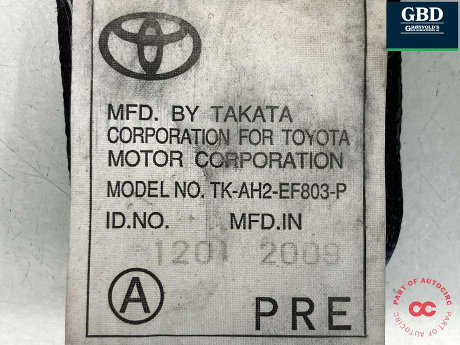 Sikkerhetsbelte foran venstre til Toyota Hiace 2007-2012 (Fase 3)  (7322026512C0|)