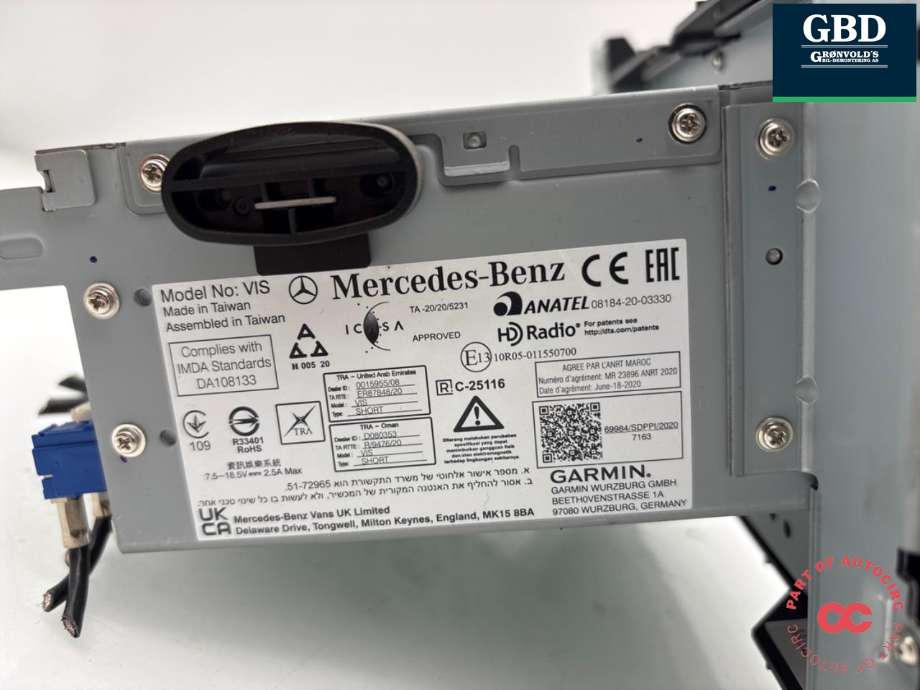 Bilstereo til Mercedes Vito 2014-->> (W447) (W447) (A 447 900 95 22|A 447 900 23 21 |A 447 900 83 19 | A 447 900 10 20|A 447 900 29 19)