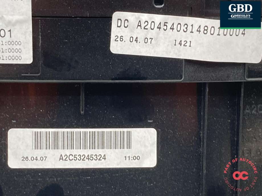 Instrumentpanel til Mercedes C-Klasse 2007-2011 (Fase 1) (W204) (W204) (A 204 540 61 48|A 204 540 45 48|A 204 540 31 48)