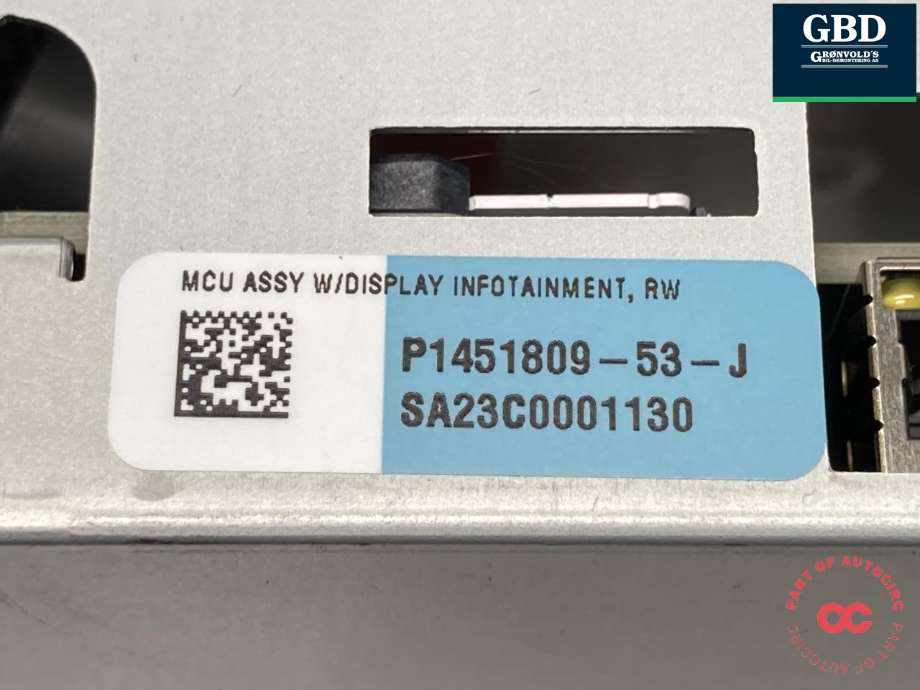 Multimedia display (MCU - Media Controller Unit) til Tesla Model S 2013-2016 (Fase 1)  (1084333-00-C|P1451809-53-J|)