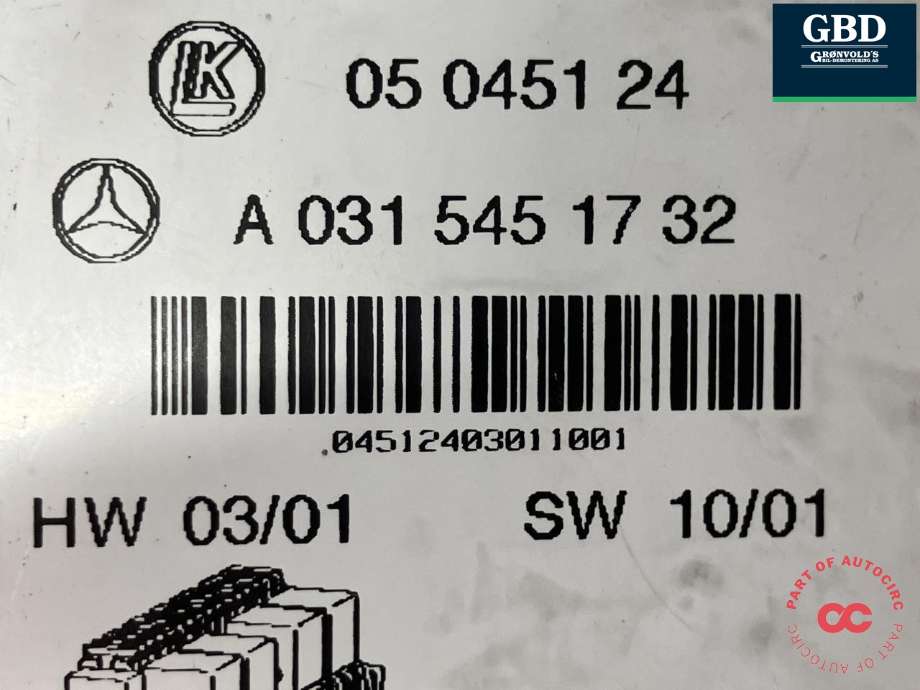 Sikringsboks til Mercedes S-Klasse 1999-2005 (W220) (W220) (A 032 545 83 32|A 031 545 17 32|05 0451 24)