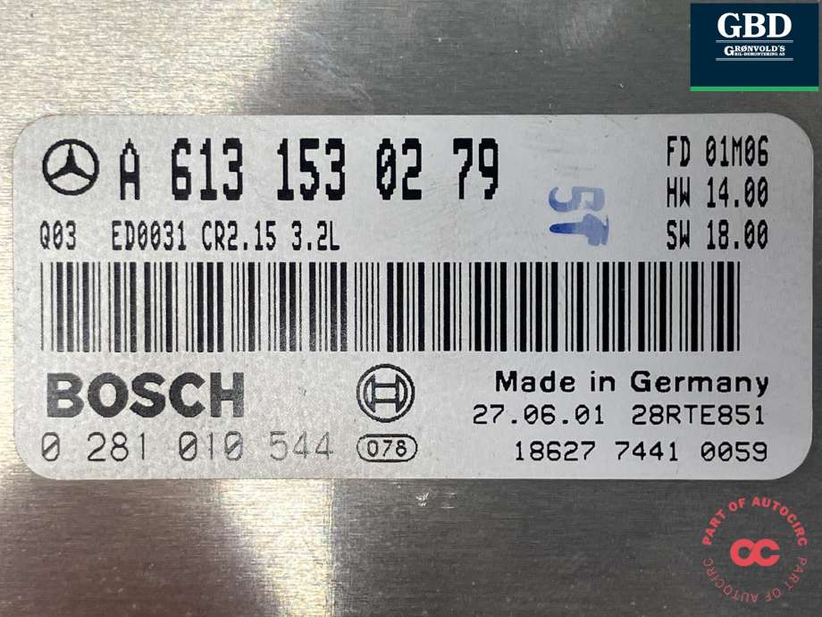 Styreenhet motor til Mercedes S-Klasse 1999-2005 (W220) (W220) (BOSCH|A 613 153 03 79 | A 613 153 03 79|A 613 153 02 79|0 281 010 544)