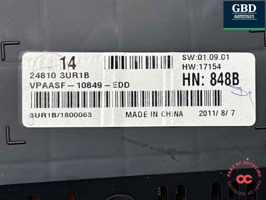 Instrumentpanel til Nissan X-Trail 2007-2014 (T31) (T31) (248203UR2B|248203UR1B|)