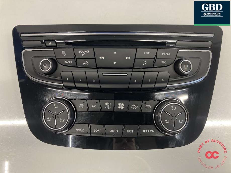 Bilstereo betjeningspanel til Peugeot 508 2011-2014 (Type I, Fase 1)  (98 023 794 XZ|96656642XZ|)