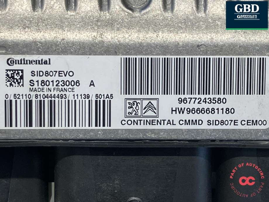 Styreenhet motor til Peugeot 508 2011-2014 (Type I, Fase 1)  (CONTINENTAL|1944 L0|16 776 544 80|9677243580)