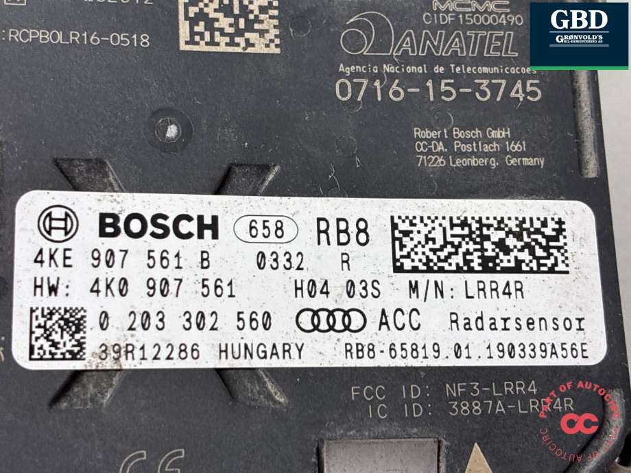 Sensor radar til Audi e-tron 2018-->> (4KE 907 561 B|)