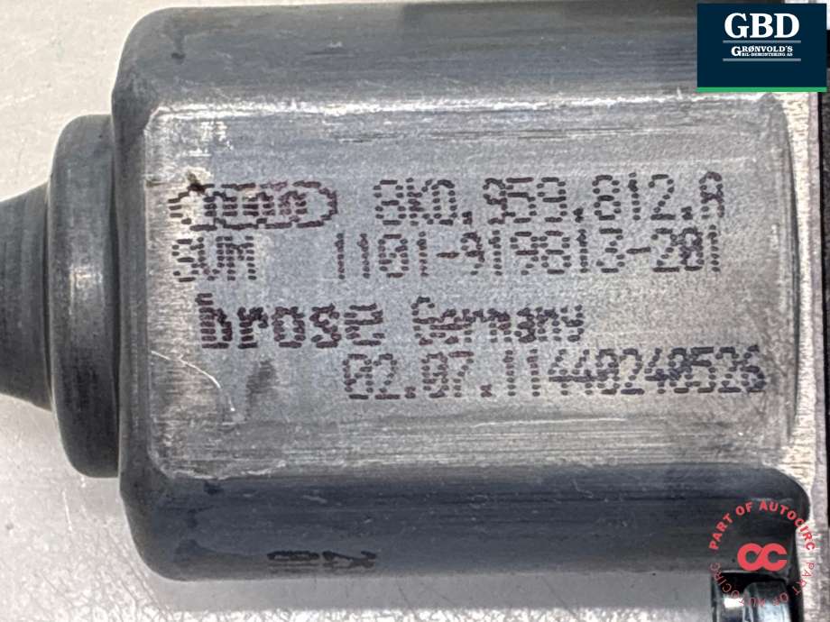 Ruteheis, kun motor, høyre bak til Audi Q5 2008-2012 (Type I, Fase 1) (8K0 959 812 A|)