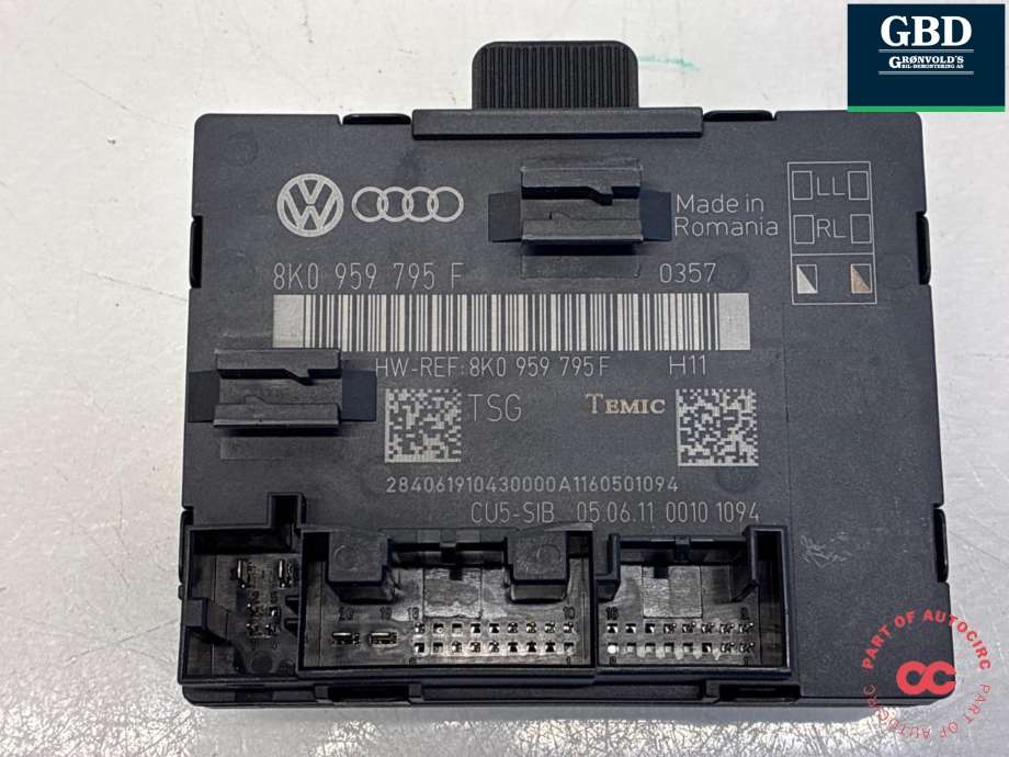Styreenhet dør høyre bak til Audi Q5 2008-2012 (Type I, Fase 1)  (8K0 959 795 F|)