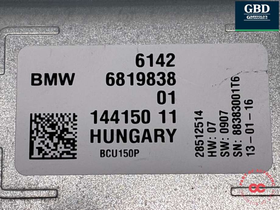 Styreenhet batteri hybrid (BMS - Battery Management System) til BMW 3-Serie 2012-2018 (F30/F31/F34) (F30/F31/F34) (61 42 8 707 828|6142 6819838 01|)