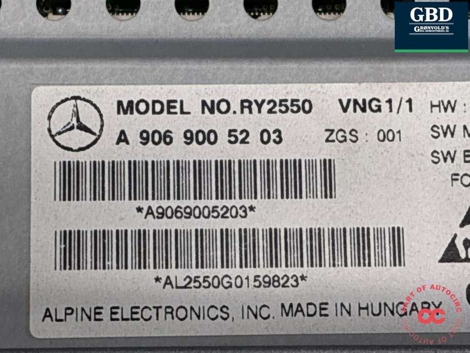 Bilstereo til Mercedes Sprinter 2013-2018 (Fase 2) (906) (906) (A 906 900 52 03|A 906 900 32 03|)