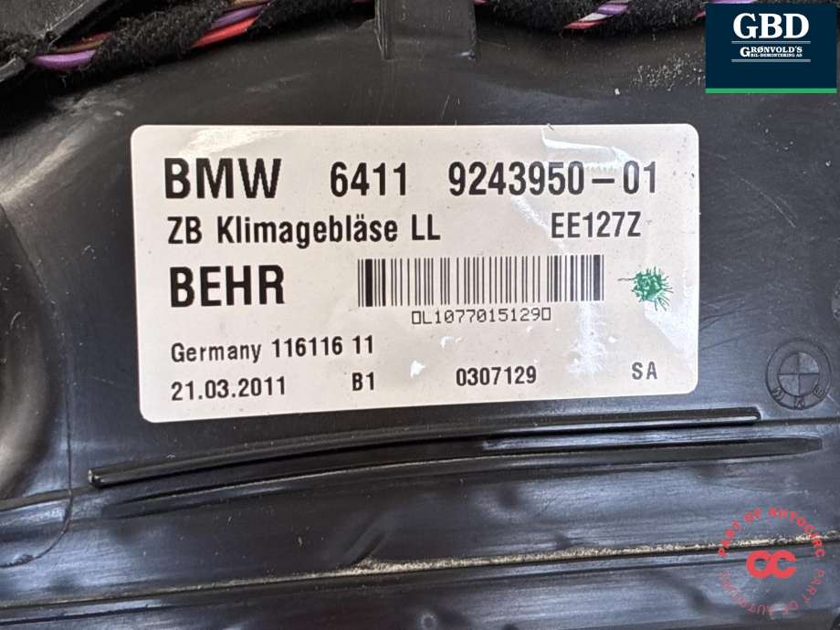 Varmeapparat motor til BMW 5-Serie 2010-2017 (F10/F11) (F10/F11) (64 11 9 242 607|9243950-01|)