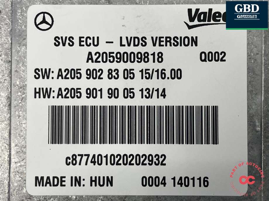 Styreenhet diverse til Mercedes V-Klasse 2014-->> (W447) (W447) (VALEO|A 205 900 98 18|A 205 902 83 05|A 205 901 90 05)