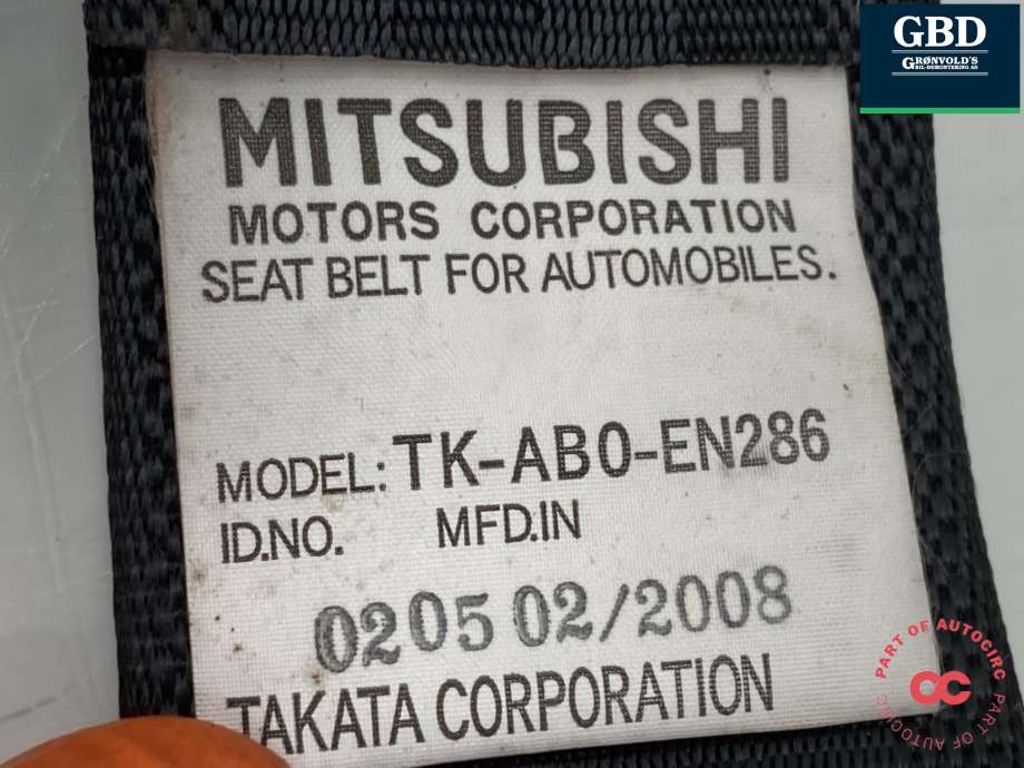 Sikkerhetsbelte bak venstre til Mitsubishi Pajero 2007-2016 (Type IV, Fase 1)  (MR655438|)