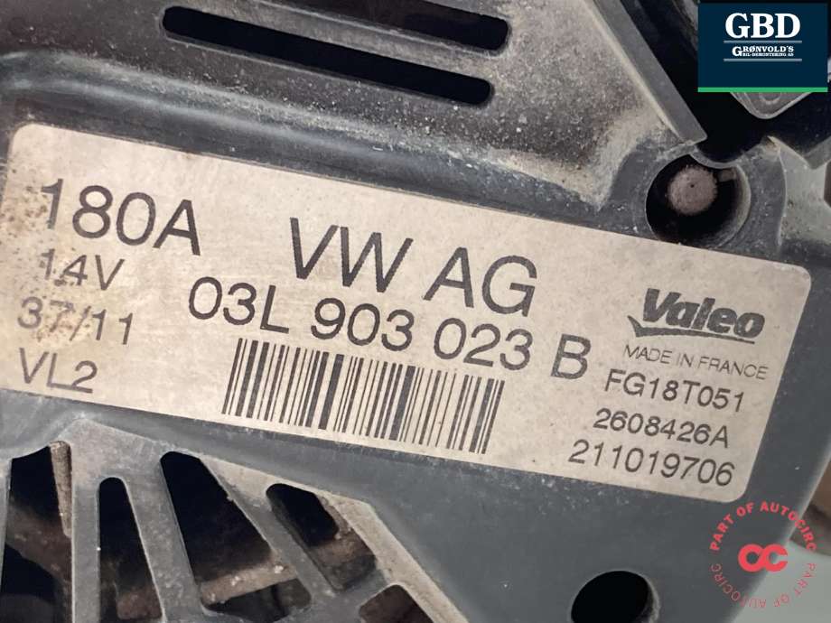 Dynamo diesel til VW CC 2008-2012 (PASSAT CC) (PASSAT CC) (03L 903 024 F|03L 903 023 D | 03L 903 023 DX |03L 903 024 FX|03L 903 023 B | 03L 903 023 BX)
