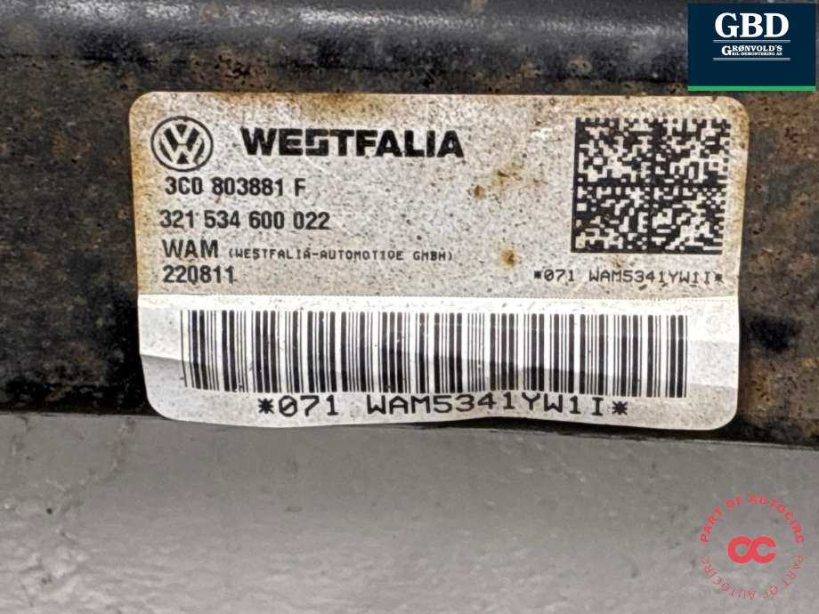 Hengerfeste til VW CC 2008-2012 (PASSAT CC) (PASSAT CC) (3C8 092 155|)