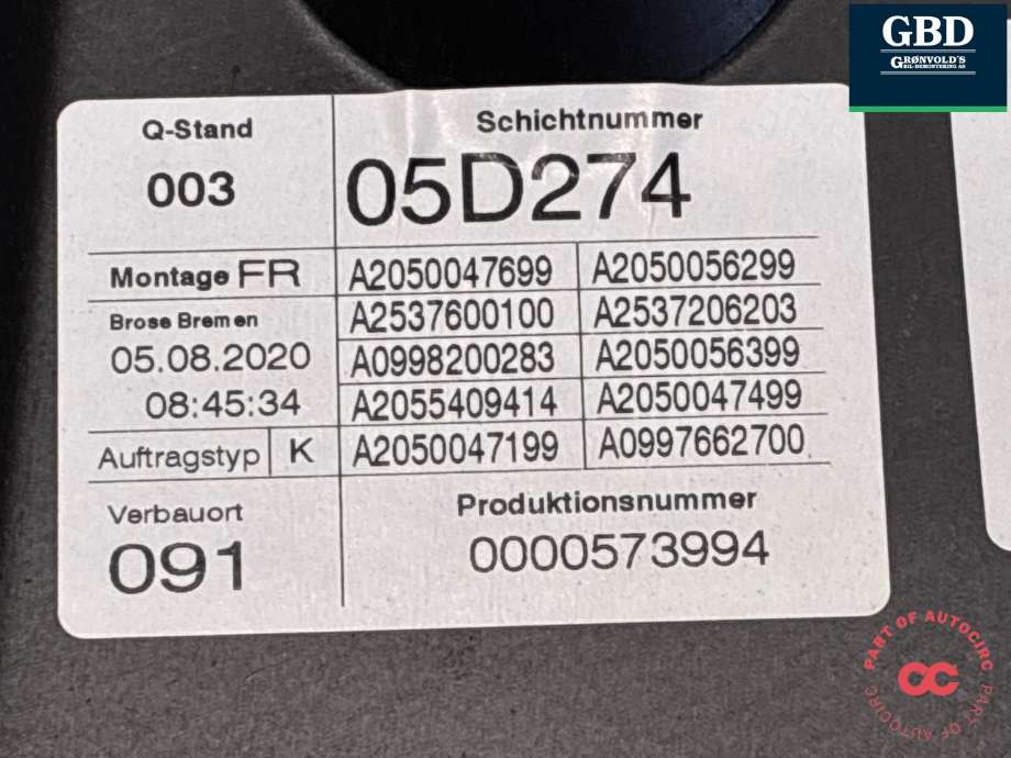 Ruteheis høyre foran til Mercedes EQC 2019-->>  (A 253 720 66 03|)