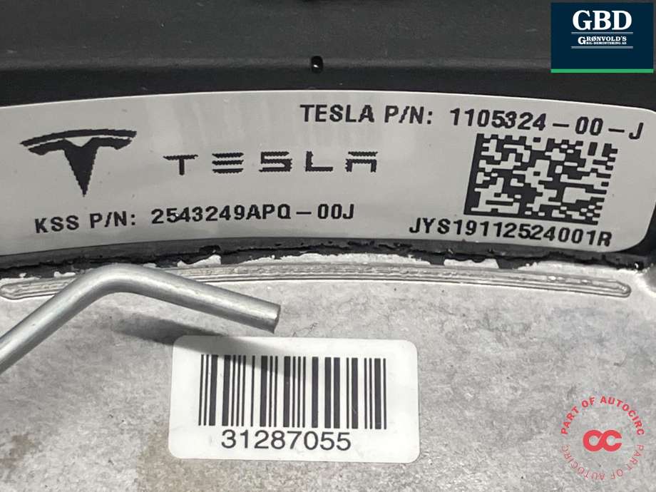 Ratt til Tesla Model 3 2018-2023 (Fase 1)  (1105324-00-J| 1105324-00-G | 1105324-00-H | 1095222-00-K|1095222-00-L |1095222-00-N |1095222-00-O |  1095222-90-O | 1095222-99-L|1490214-CN-B | 1490214-CN-C |1490214-CN-D)
