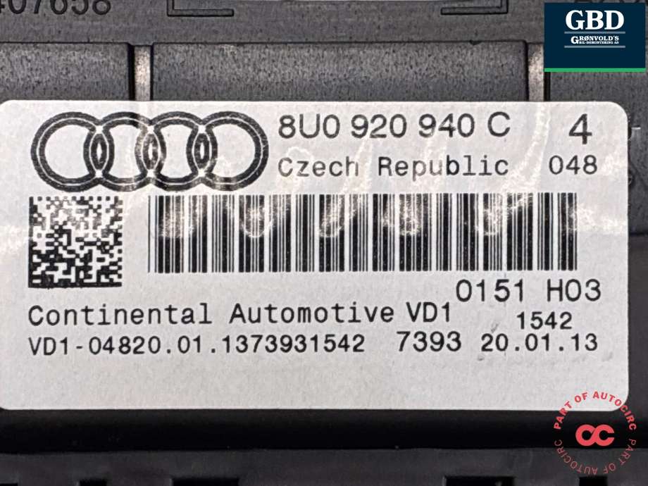 Instrumentpanel til Audi Q3 2011-2014 (Type I, Fase 1)  (8U0 920 940 C|)