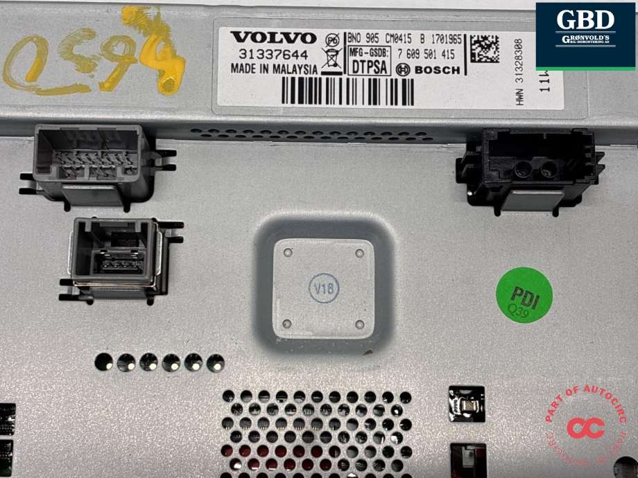 Multimedia display (MCU - Media Controller Unit) til Volvo XC60 2008-2013 (Type I, Fase 1) (36001980|31337644|7 609 501 415)