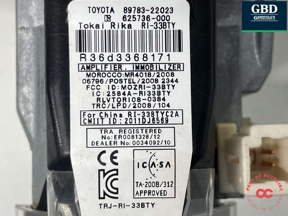 Tenningslås til Toyota Hilux 2012-2016  (844500K010|89783-22023|625736-000)