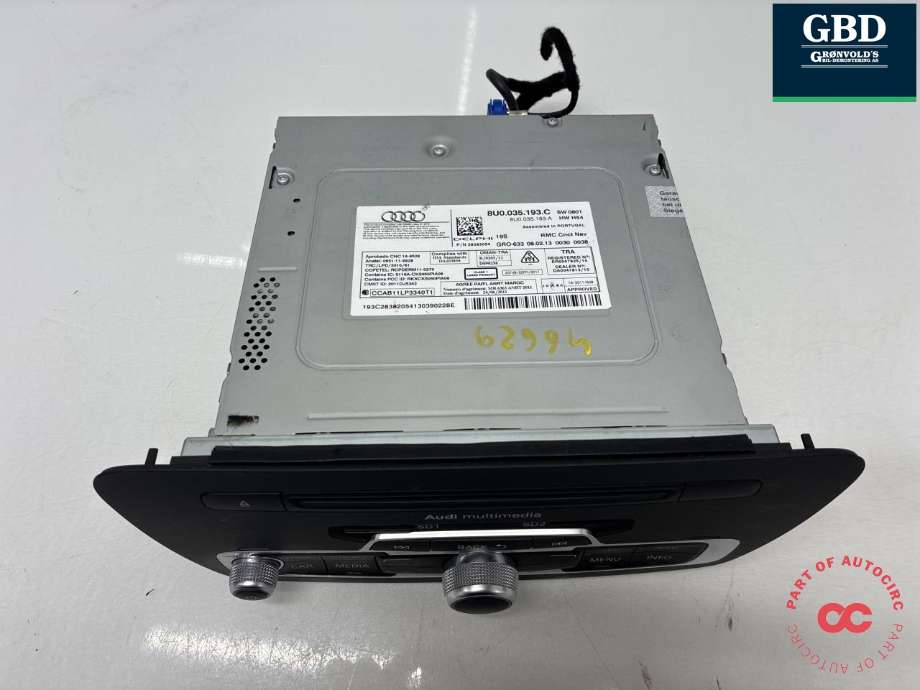 Bilstereo til Audi Q3 2011-2014 (Type I, Fase 1)  (8U0 035 193 C|8U0 035 193 CX|)