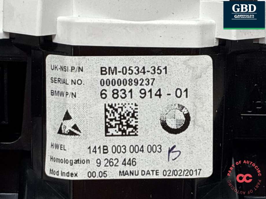Instrumentpanel til BMW i3 2013-2022 (62 10 5 A08 590|6 831 914-01|)