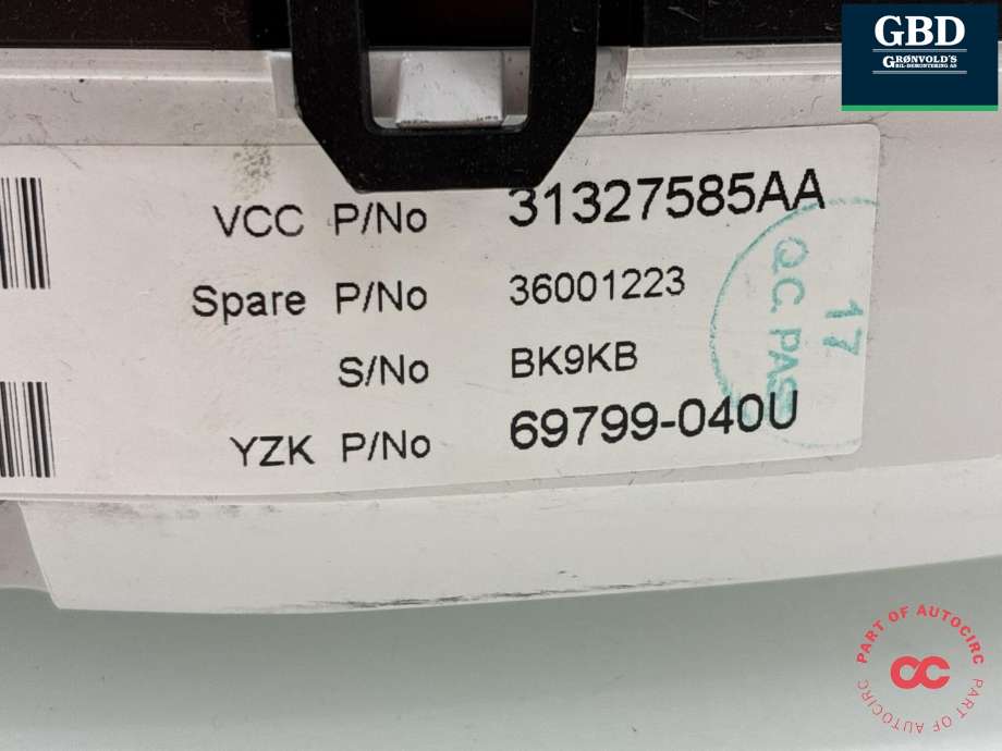 Instrumentpanel til Volvo XC60 2008-2013 (Type I, Fase 1)  (36001771|31327585AA|)