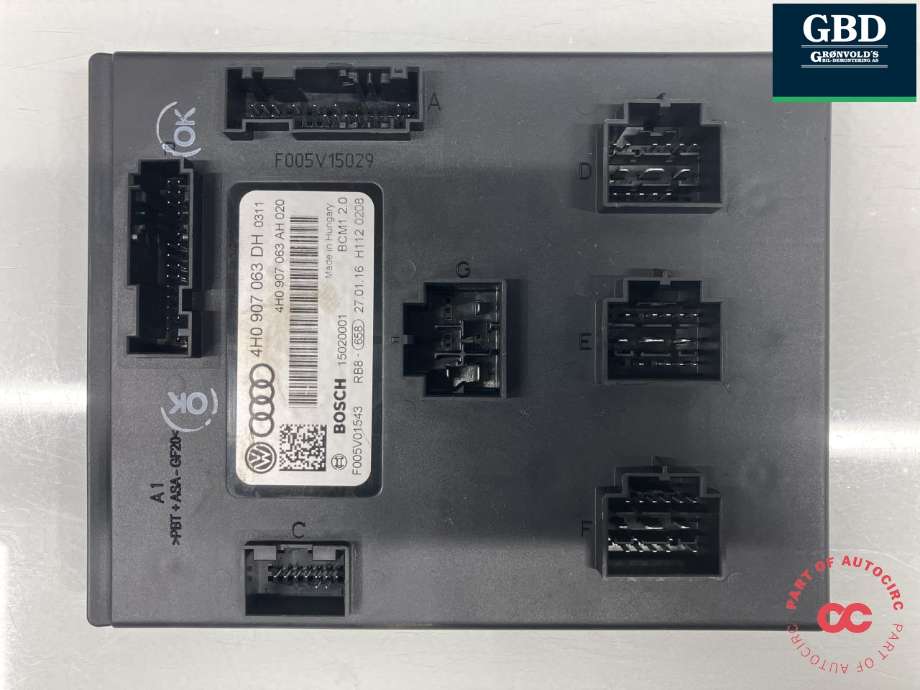 Styreenhet comfort (BCM) til Audi A6 2014-2018 (Type IV, Fase 2) (C7) (C7) (BOSCH|4H0 907 063 DK |4H0 907 063 DK Z00|4H0 907 063 DH|F005V01543)