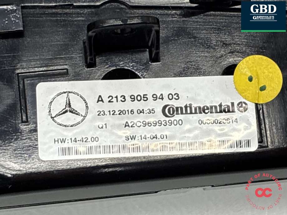 Varmeapparat betjening til Mercedes E-Klasse 2016-2023 (W213) (W213) (A 213 905 51 07|A 213 905 94 03|)