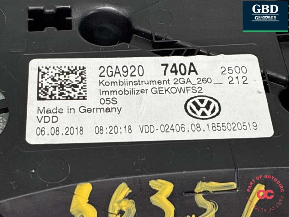 Instrumentpanel til VW T-Roc 2017-->>  (2GA 920 740 A|)