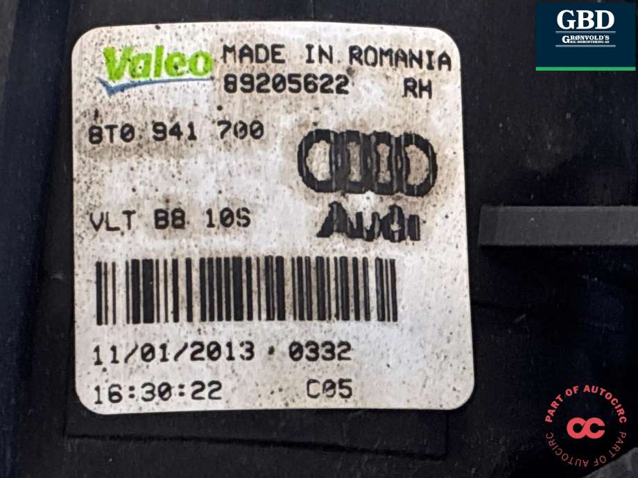 Tåkelykt høyre foran til Audi Q3 2011-2014 (Type I, Fase 1)  (8T0 941 700 E|8T0 941 700|)